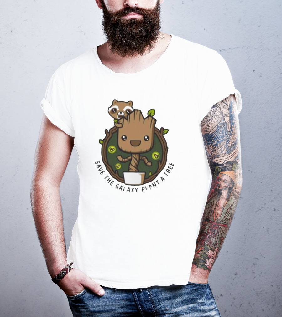 Save The Galaxy Plant A Tree Chibi Guardians Of The Galaxy T-Shirt