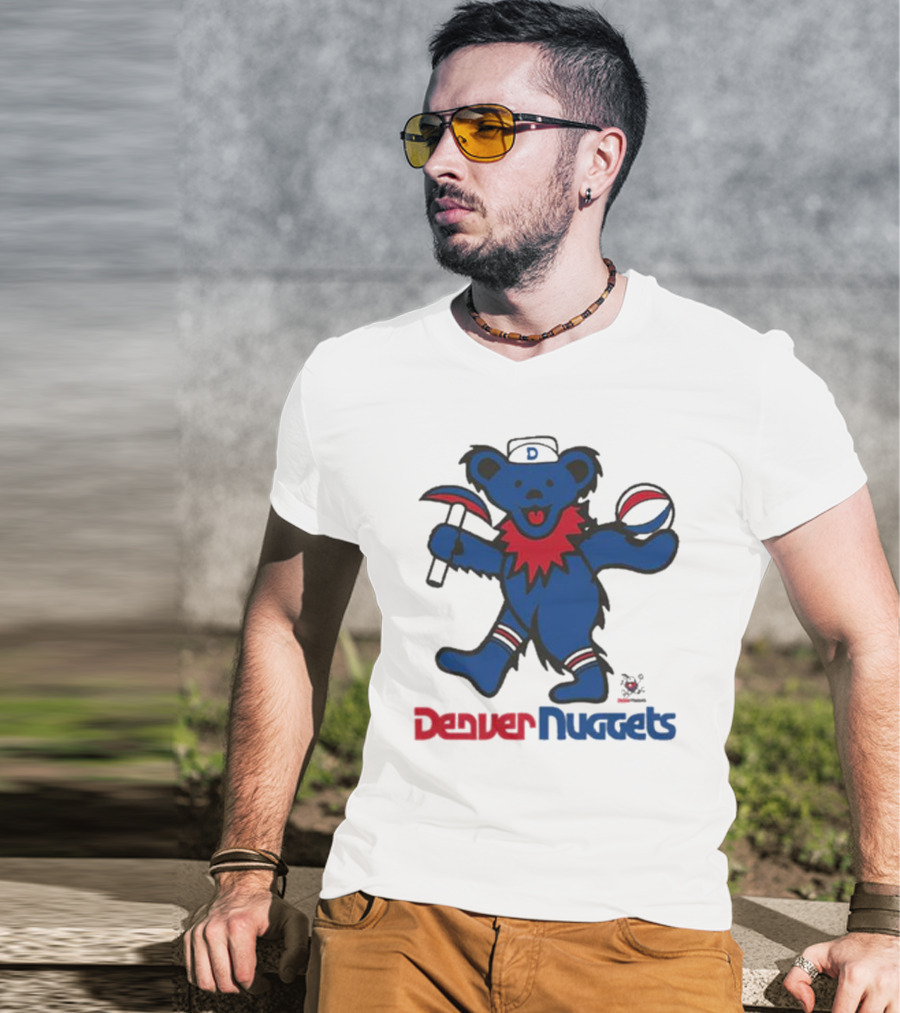 Denver Nuggets Grateful Dead Dancing Bear Basketball Axe T-Shirt