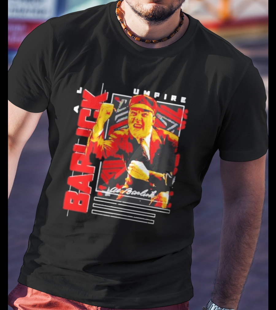 Al Barlick Umpire Sports Card Vintage Red T-Shirt