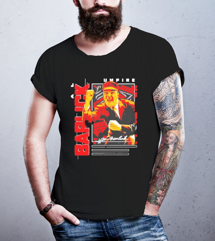 Al Barlick Umpire Sports Card Vintage Red T-Shirt