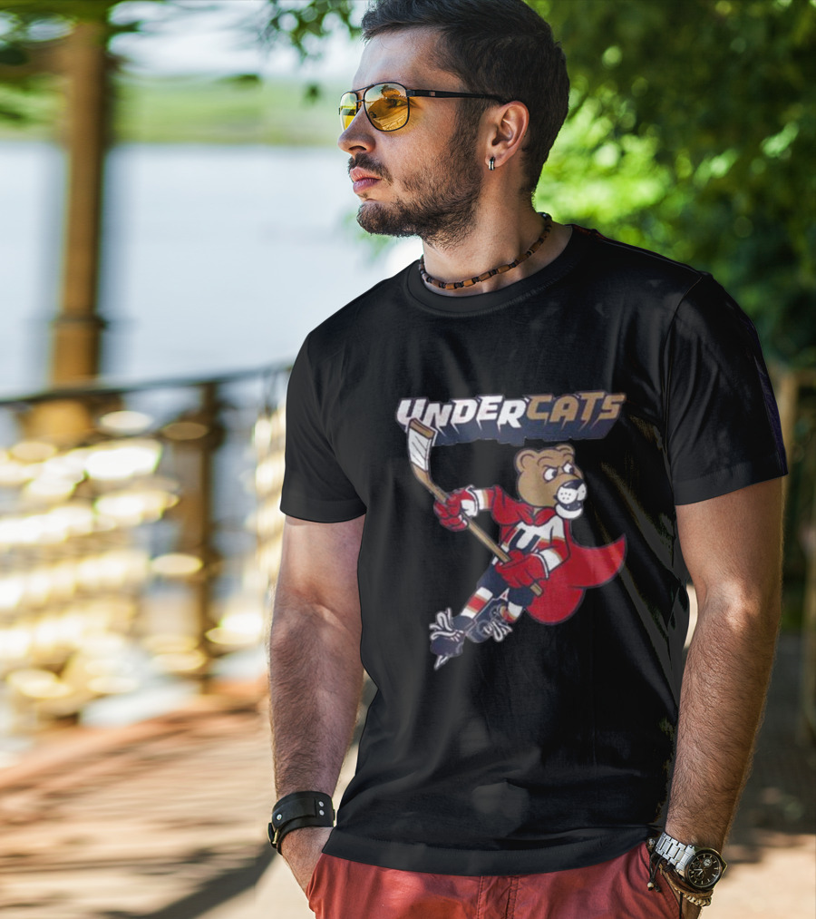 Undercats Bear Hockey Player With Cape T-Shirt