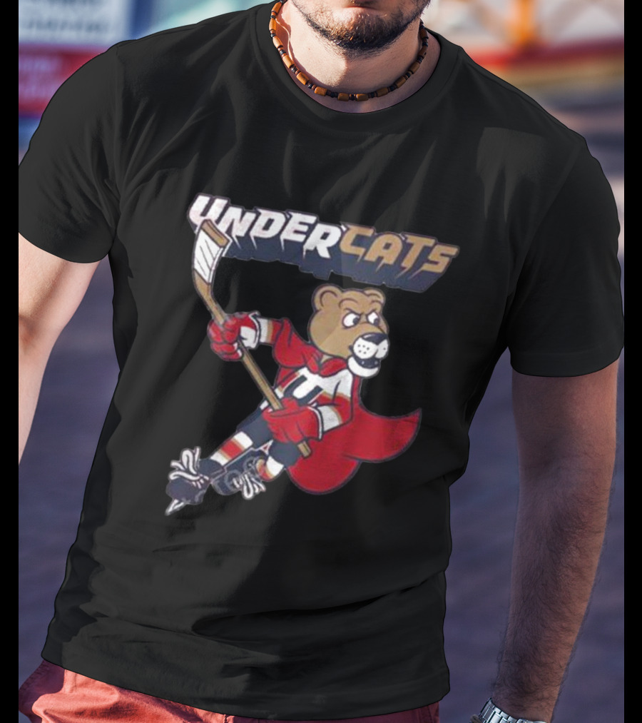 Undercats Bear Hockey Player With Cape T-Shirt