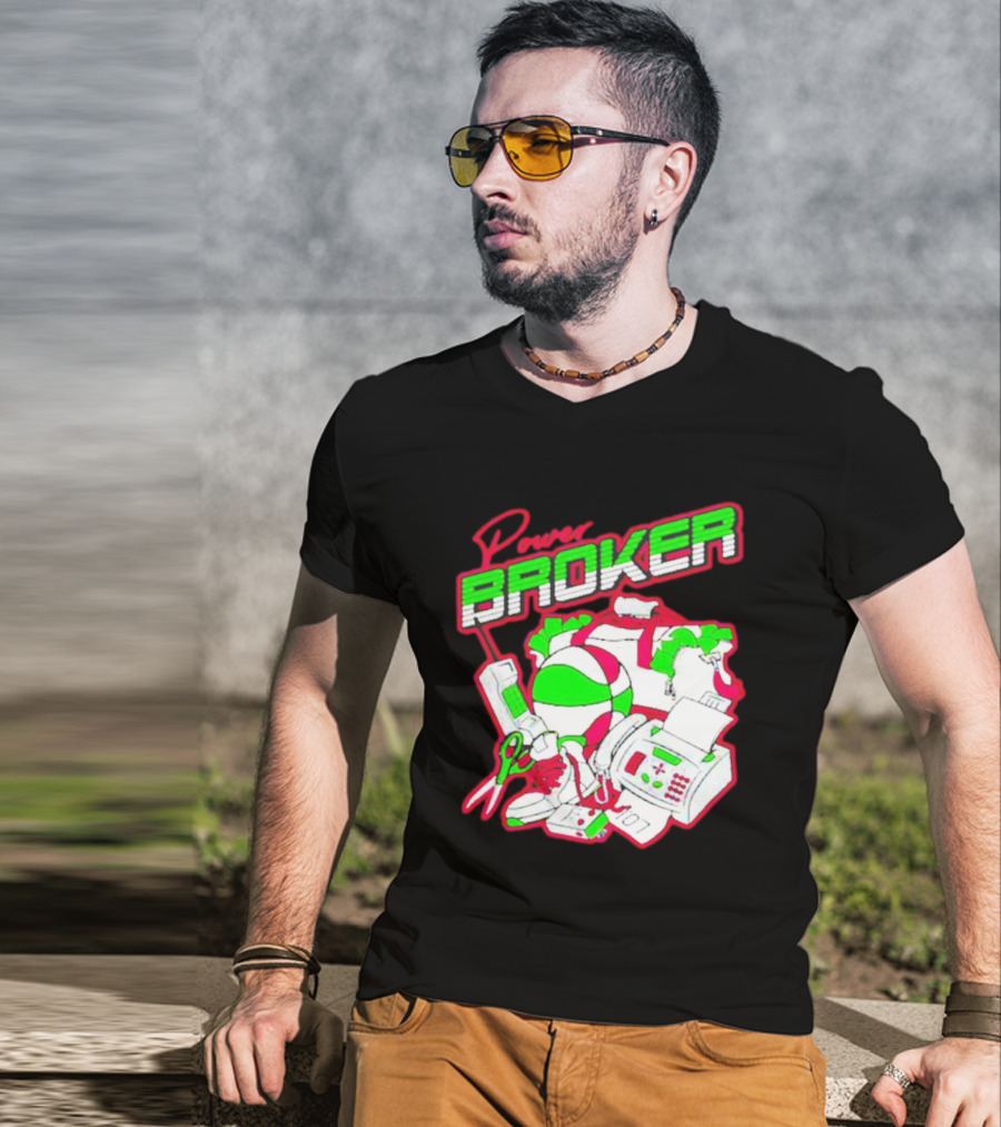 Power Broker Retro Tech And Sports Collage T-Shirt