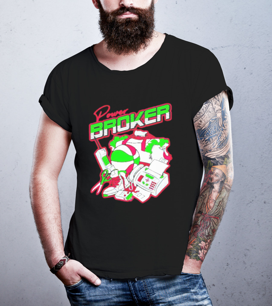 Power Broker Retro Tech And Sports Collage T-Shirt