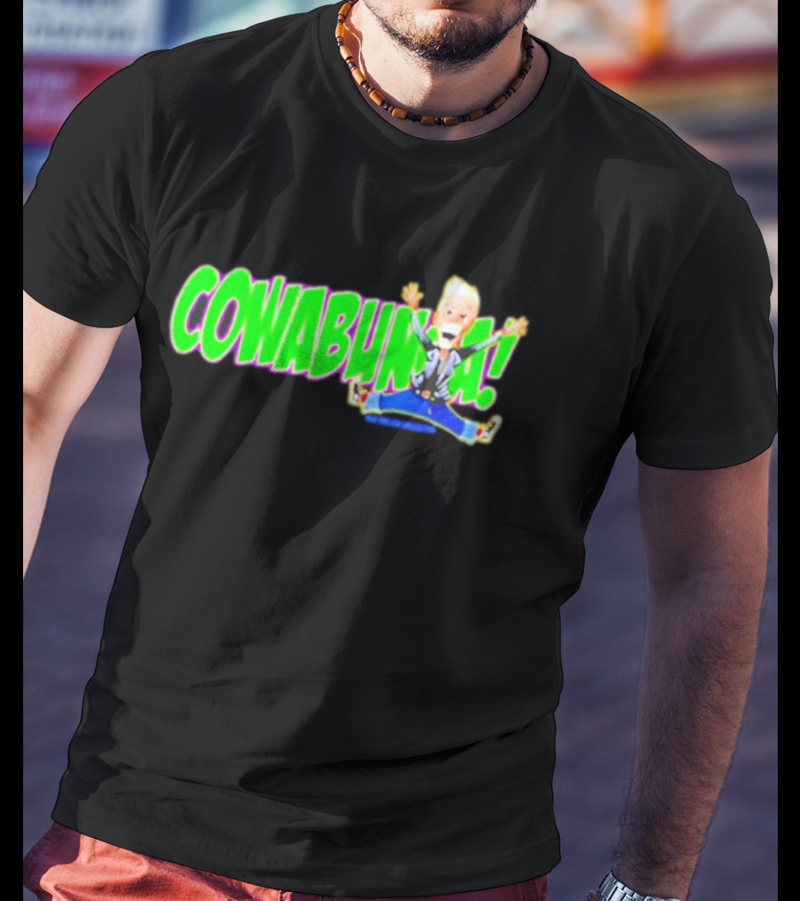 Rob Paulsen Cowabunga Cartoon Character Jumping Enthusiastically T-Shirt