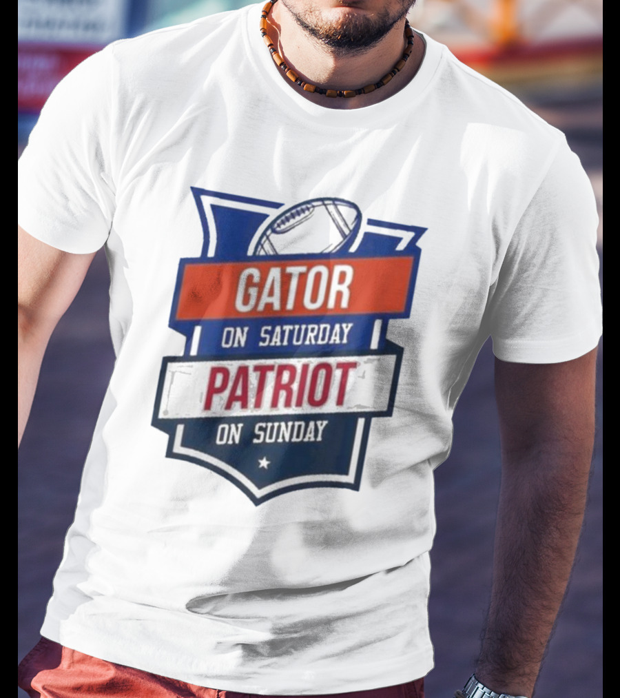 Gator On Saturday Patriot On Sunday Football Badge T-Shirt