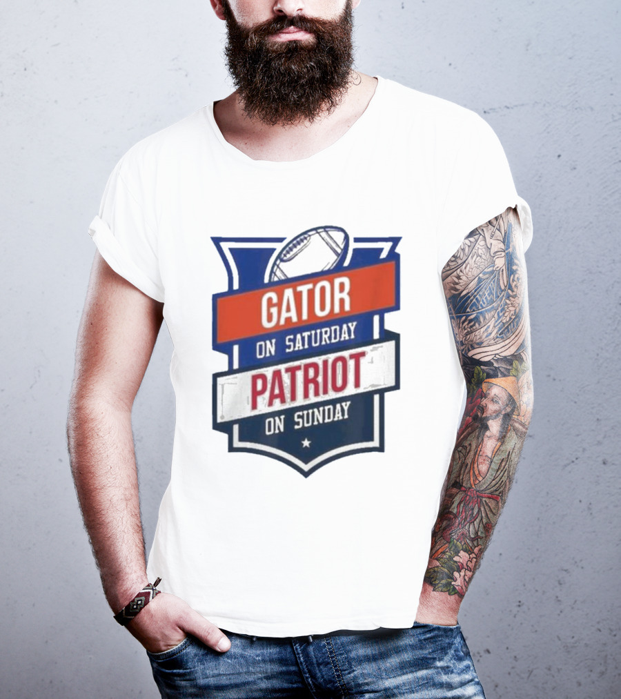 Gator On Saturday Patriot On Sunday Football Badge T-Shirt