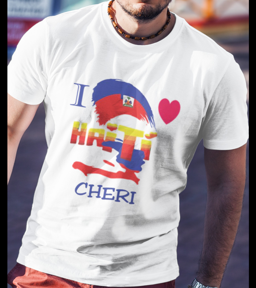 I Love Haiti Cheri Haitian Flag Heart T-Shirt