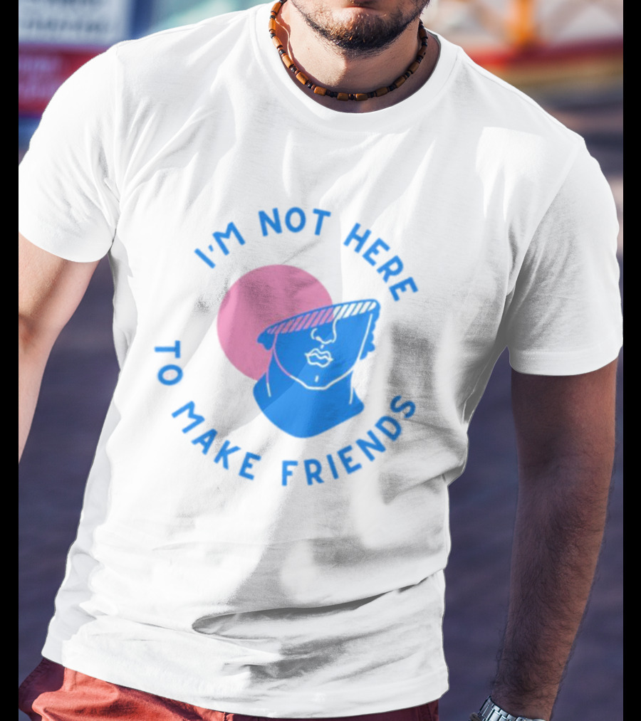 I’m Not Here To Make Friends Sam Smith Blue Pink Bust Sunglasses T-Shirt