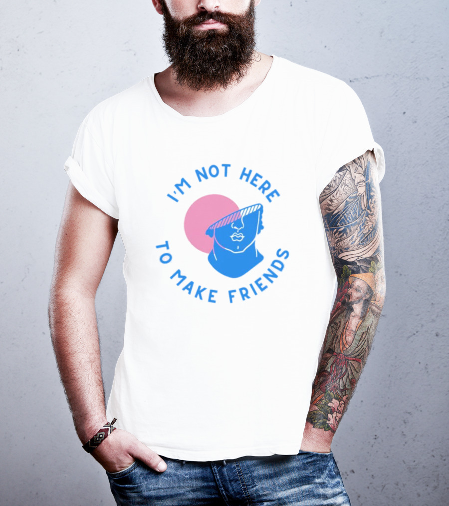 I’m Not Here To Make Friends Sam Smith Blue Pink Bust Sunglasses T-Shirt