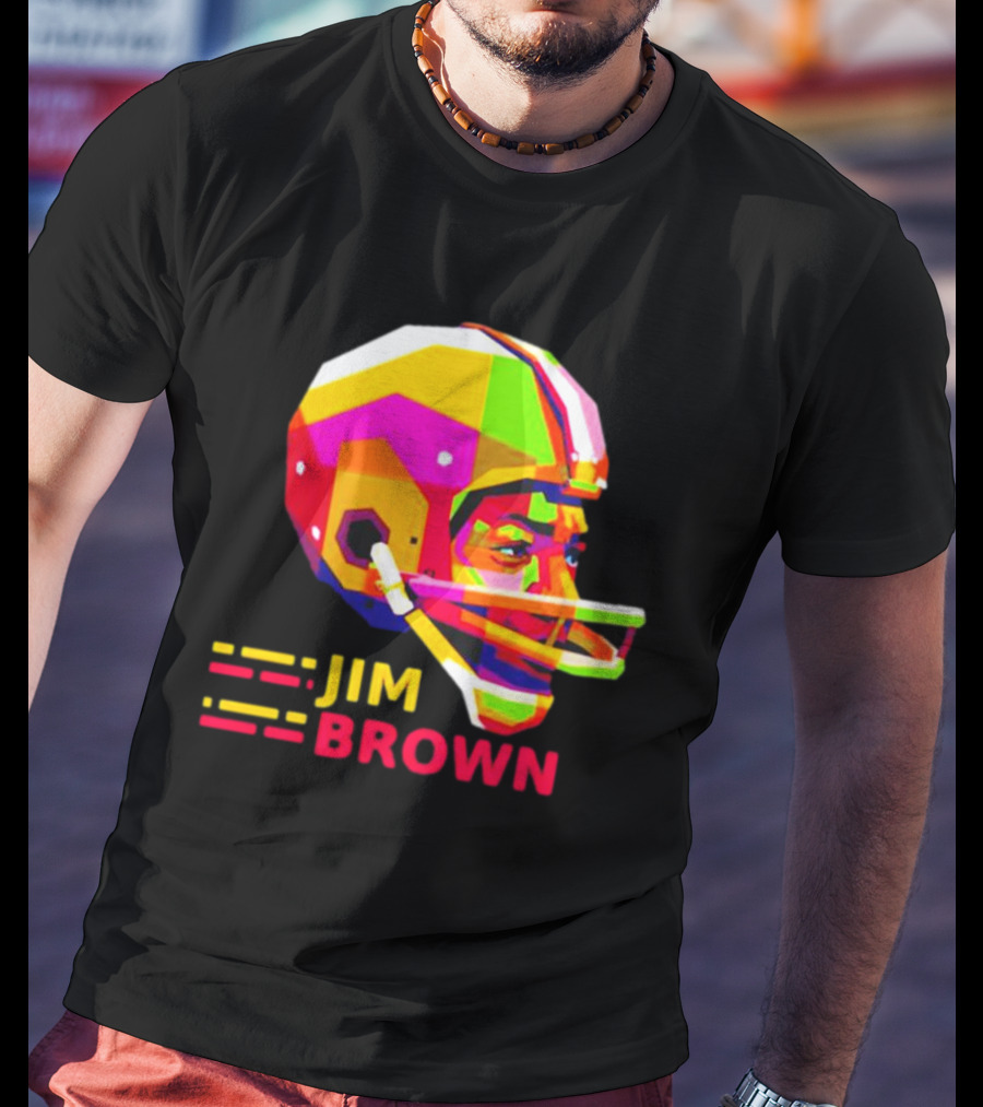 Jim Brown Vibrant Helmet Portrait Pop T-Shirt