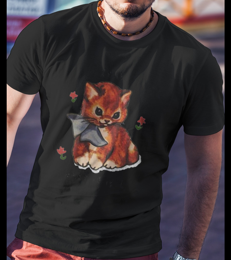 It Is What It Is Cat Sad Face With Flowers And Bow T-Shirt