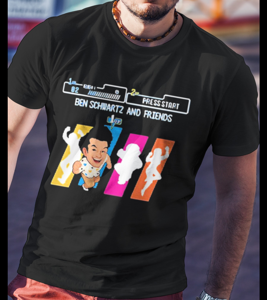 Ben Schwartz And Friends One Up Press Start Retro Gaming T-Shirt