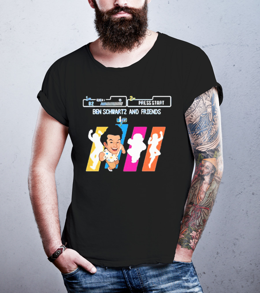 Ben Schwartz And Friends One Up Press Start Retro Gaming T-Shirt