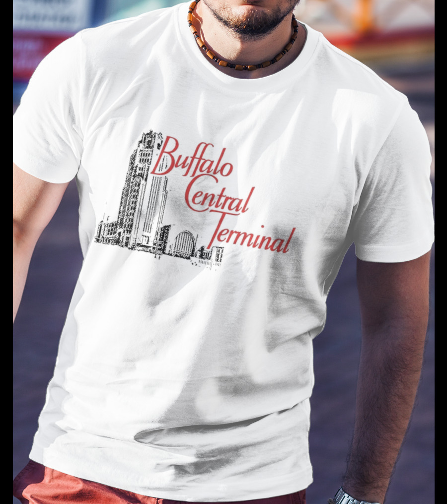 Buffalo Central Terminal Architectural Sketch With Stylized Red T-Shirt