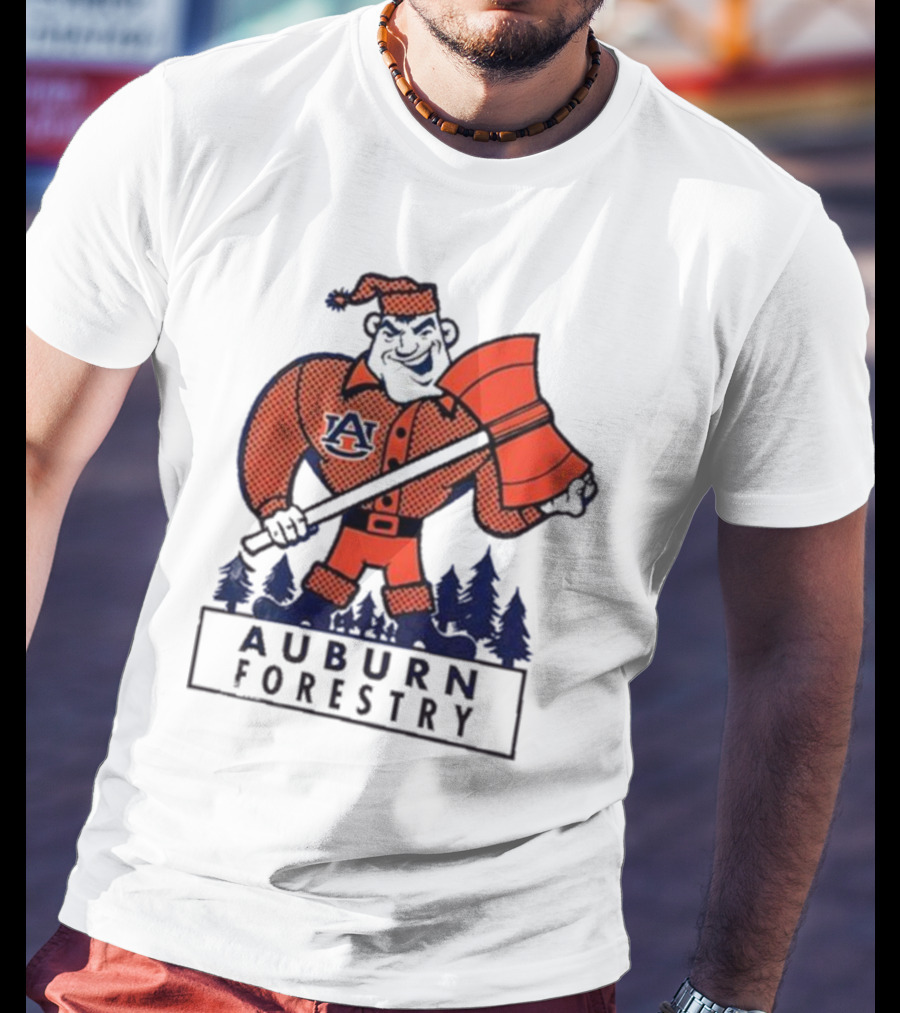Auburn Forestry Lumberjack With Axe And Pine Trees T-Shirt
