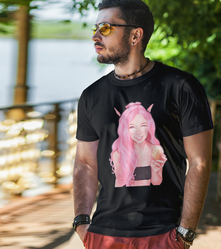 Belle Delphine Pink Hair Winking Holding Golden Egg Fantasy T-Shirt
