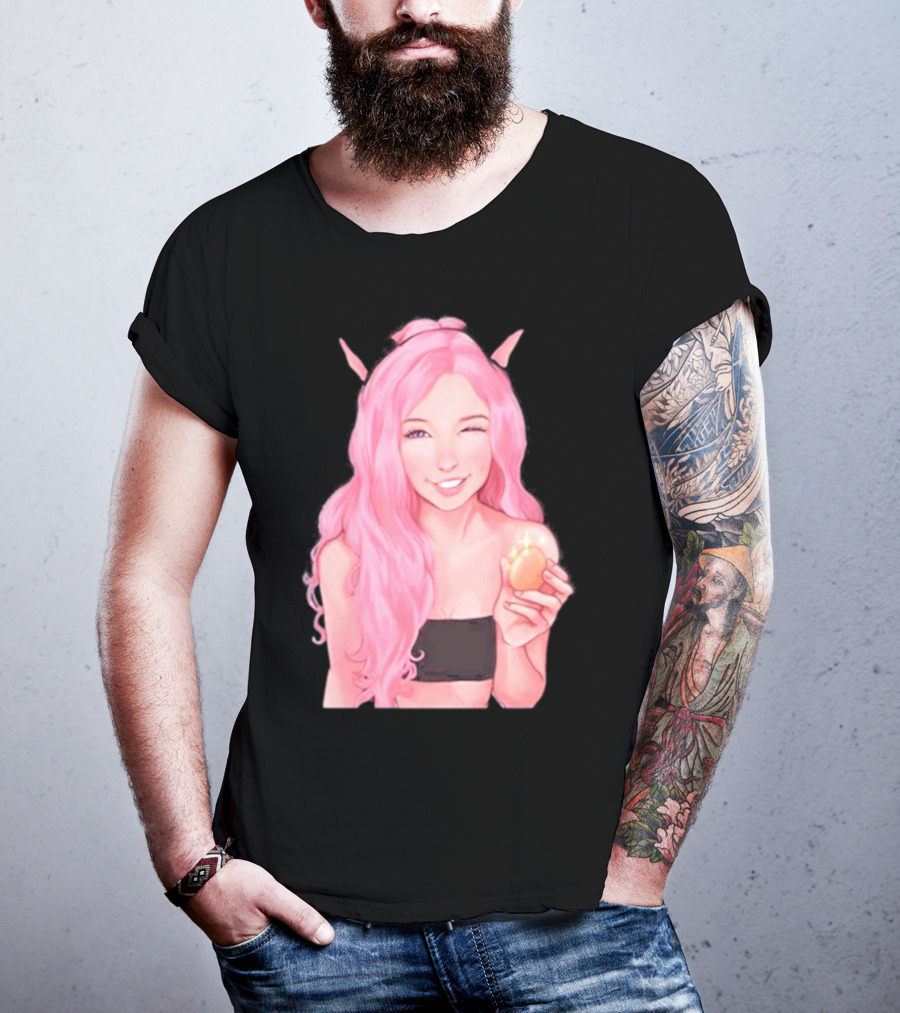 Belle Delphine Pink Hair Winking Holding Golden Egg Fantasy T-Shirt