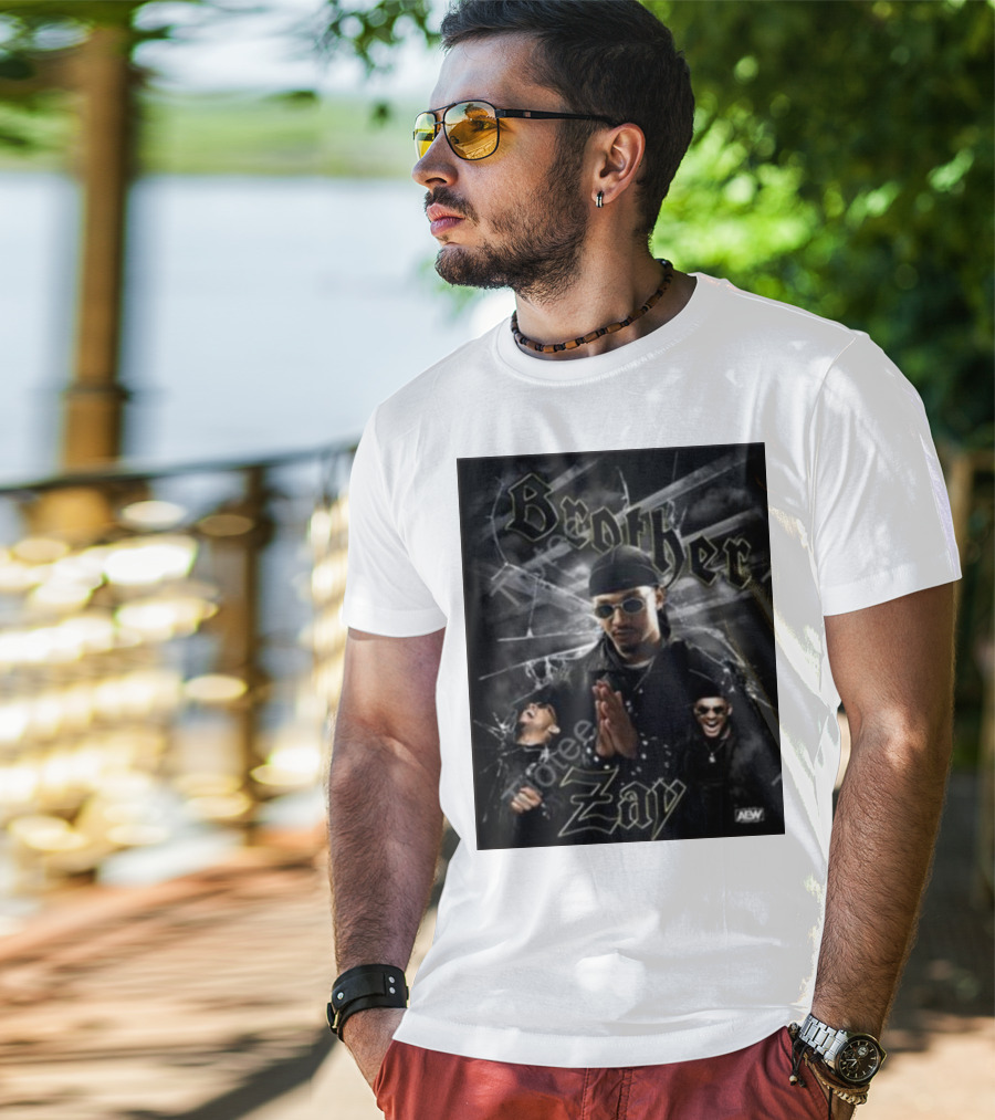 Brother Zay AEW Theme With Three Images And Dramatic Shattered Glass Background T-Shirt