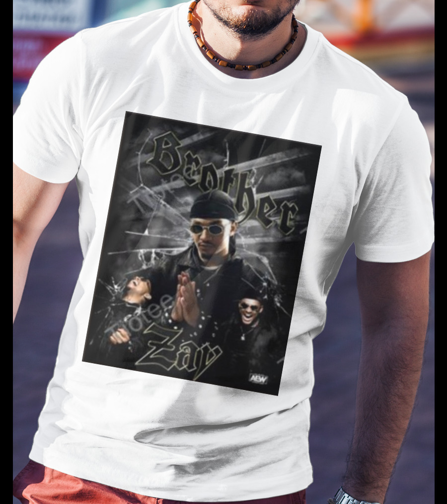 Brother Zay AEW Theme With Three Images And Dramatic Shattered Glass Background T-Shirt