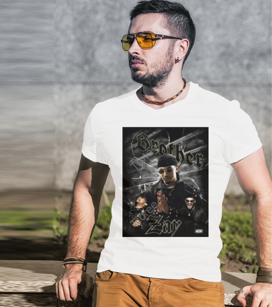 Brother Zay AEW Theme With Three Images And Dramatic Shattered Glass Background T-Shirt
