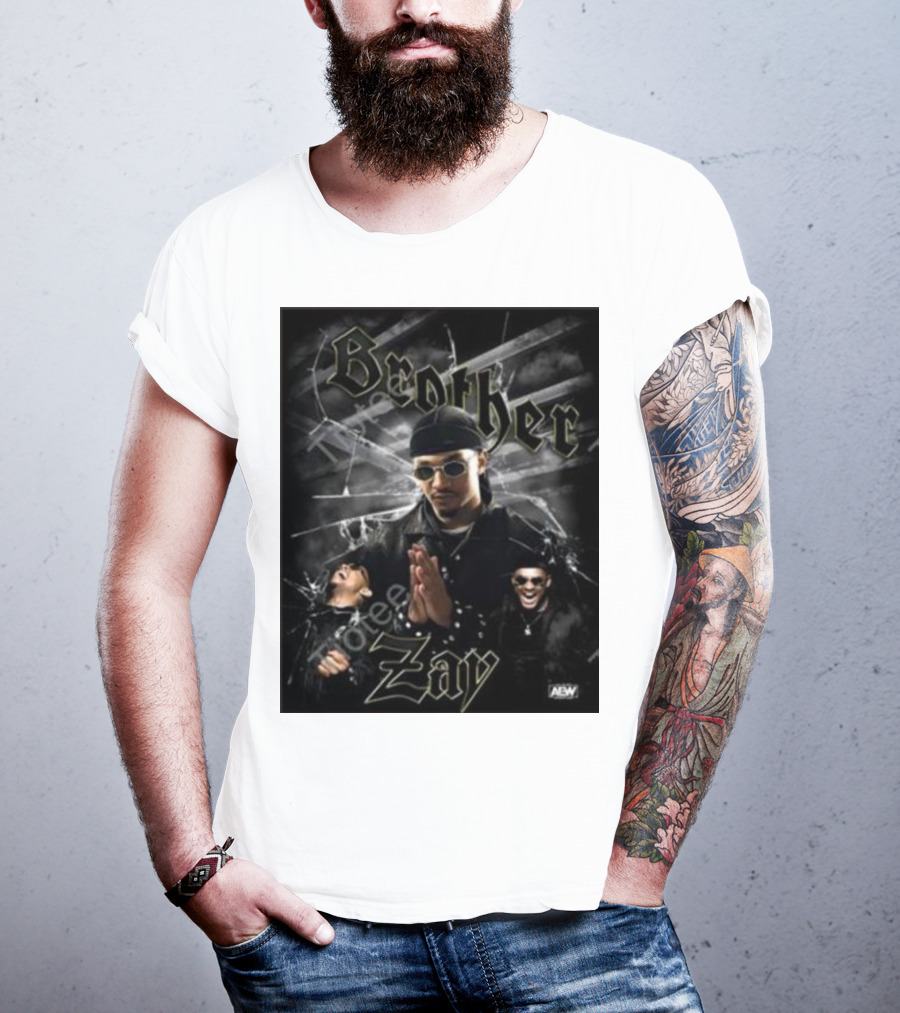 Brother Zay AEW Theme With Three Images And Dramatic Shattered Glass Background T-Shirt