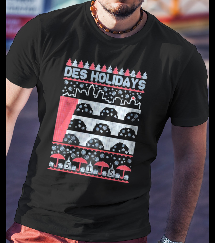 Des Holidays Ugly Christmas Sweater Skyline Snowflake T-Shirt