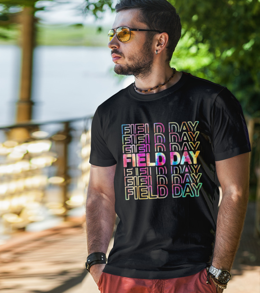Field Day Colorful Tie Dye Text T-Shirt