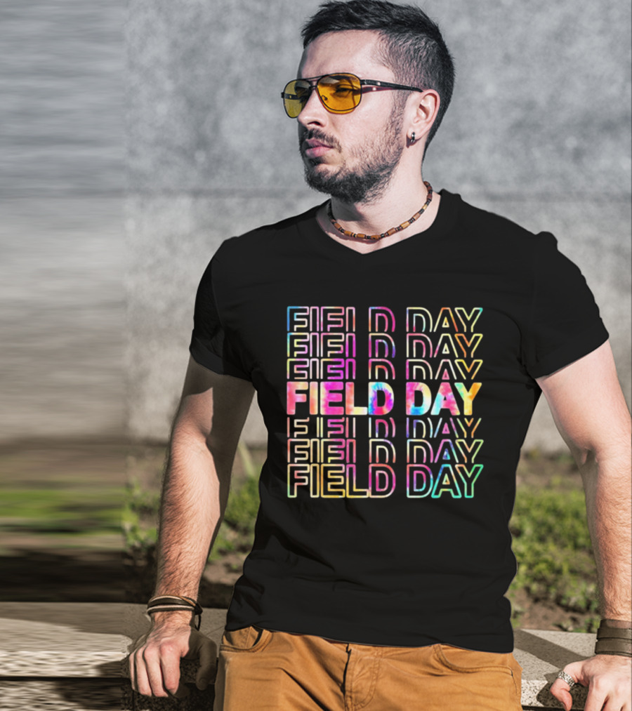 Field Day Colorful Tie Dye Text T-Shirt