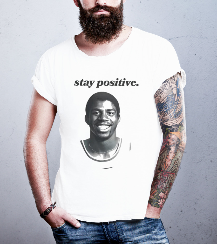 Magic Johnson Stay Positive Retro Basketball T-Shirt