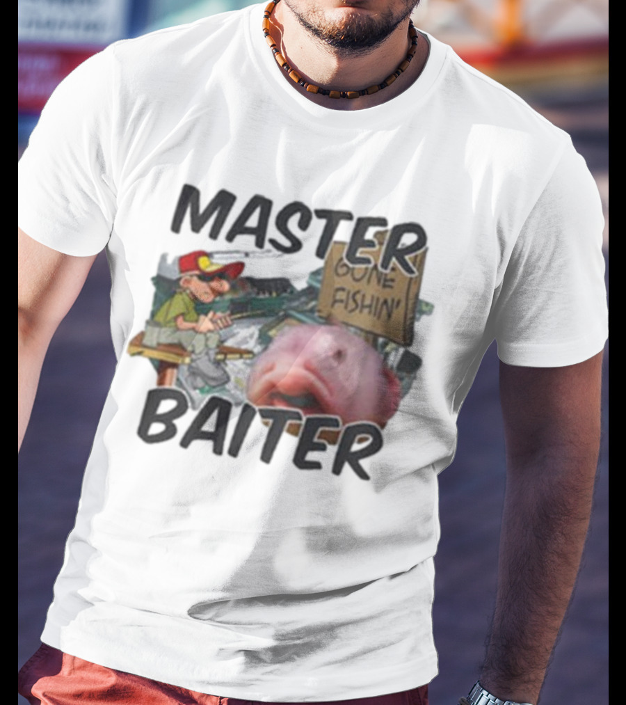 Master Baiter Gone Fishin' Fisherman With Big Fish T-Shirt