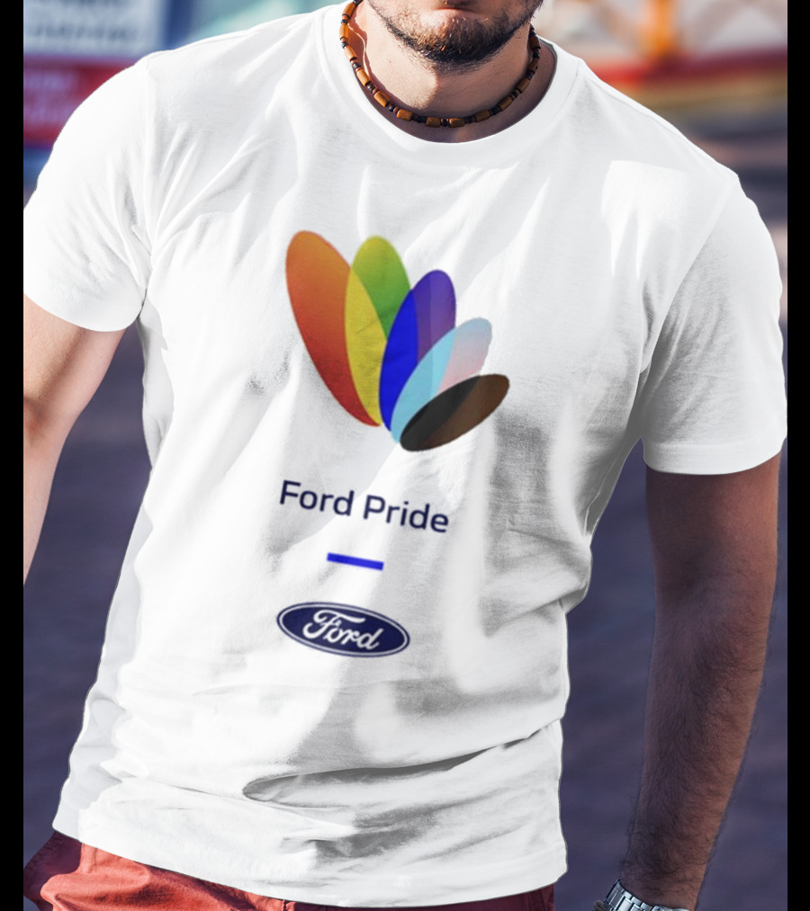 Ford Pride Typography Over Rainbow Petals T-Shirt