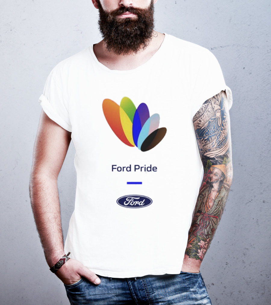 Ford Pride Typography Over Rainbow Petals T-Shirt