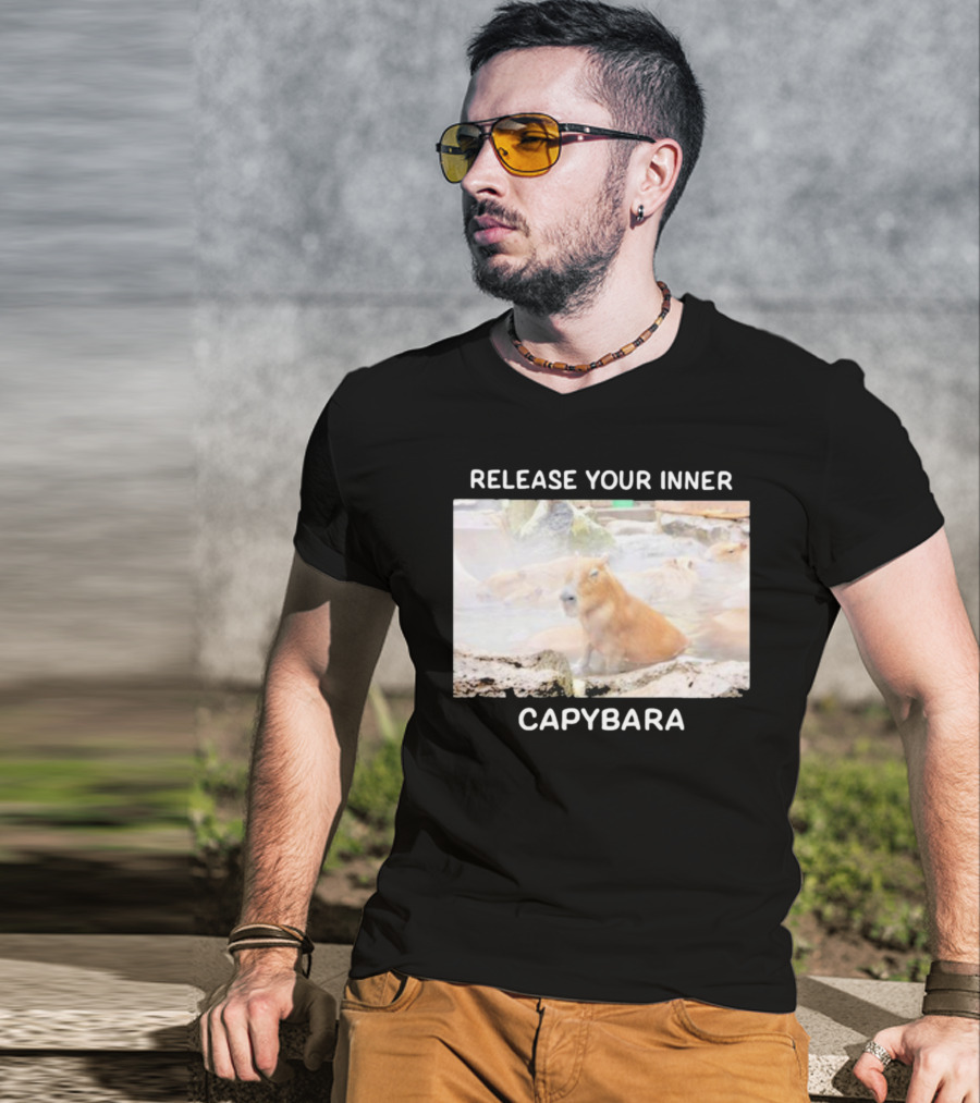 Gaijin Mommy Relaxation Vibes Release Your Inner Capybara Hot Springs T-Shirt