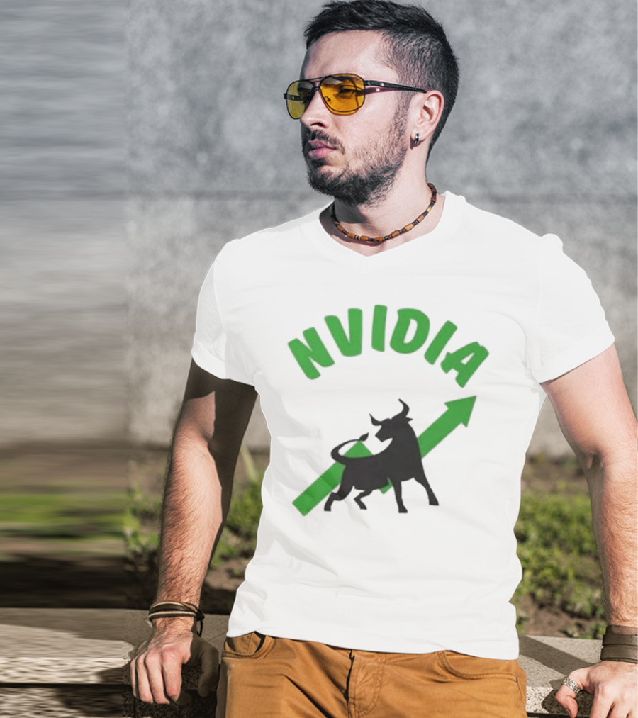 Nvidia Stock Bullish With Upward Arrow And Bull T-Shirt