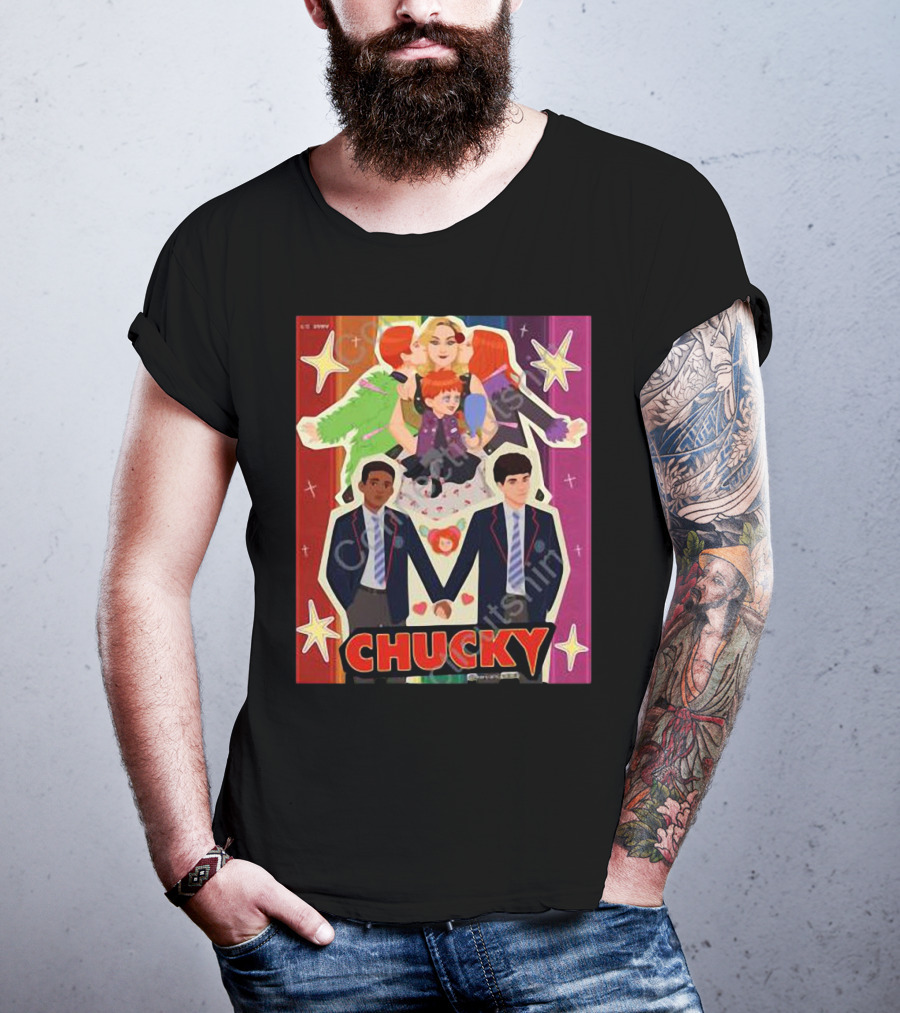 Chucky Pride Rainbow Characters Holding Hands Nbcu T-Shirt