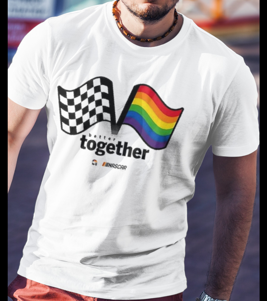 NASCAR Better Together Checkered Flag Pride Rainbow T-Shirt
