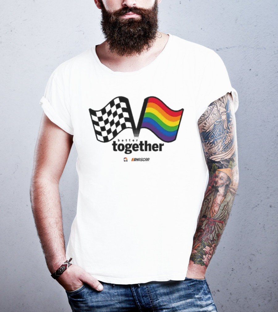 NASCAR Better Together Checkered Flag Pride Rainbow T-Shirt