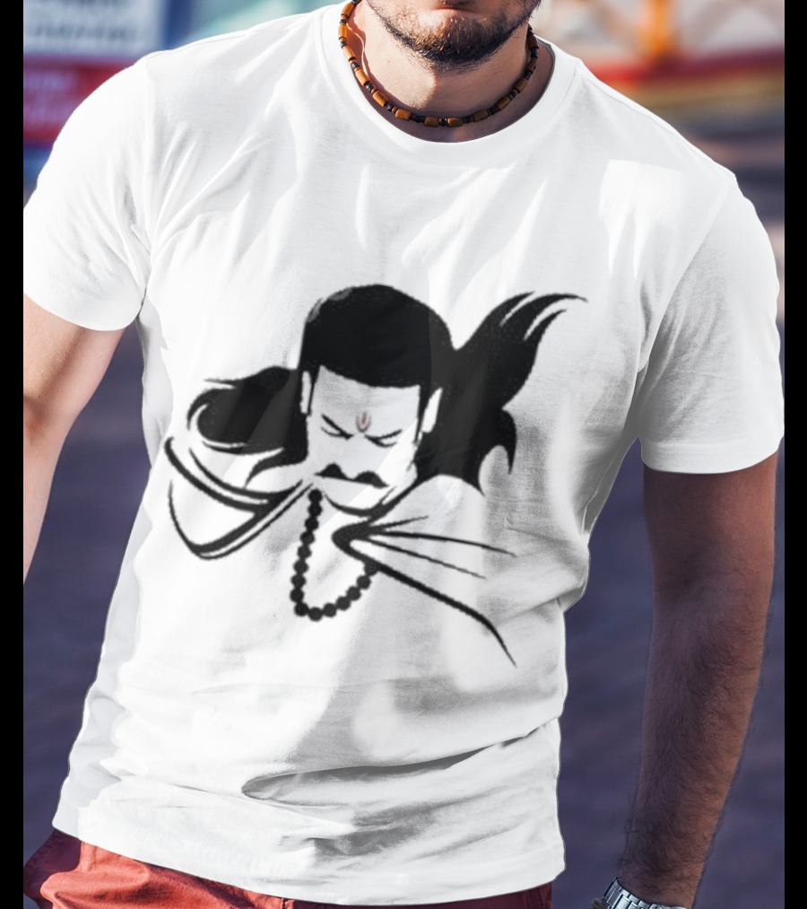 Prabhas The Lone Prince Adipurush Minimalist Silhouette With Red Tilak T-Shirt
