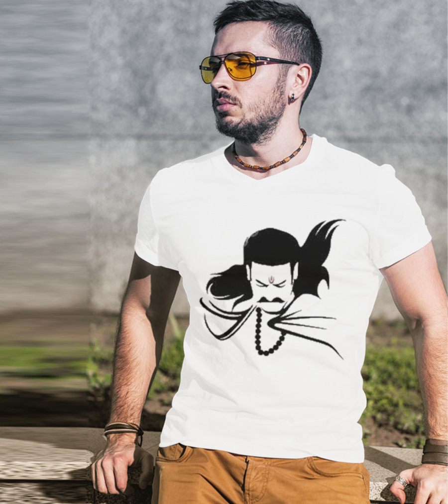 Prabhas The Lone Prince Adipurush Minimalist Silhouette With Red Tilak T-Shirt