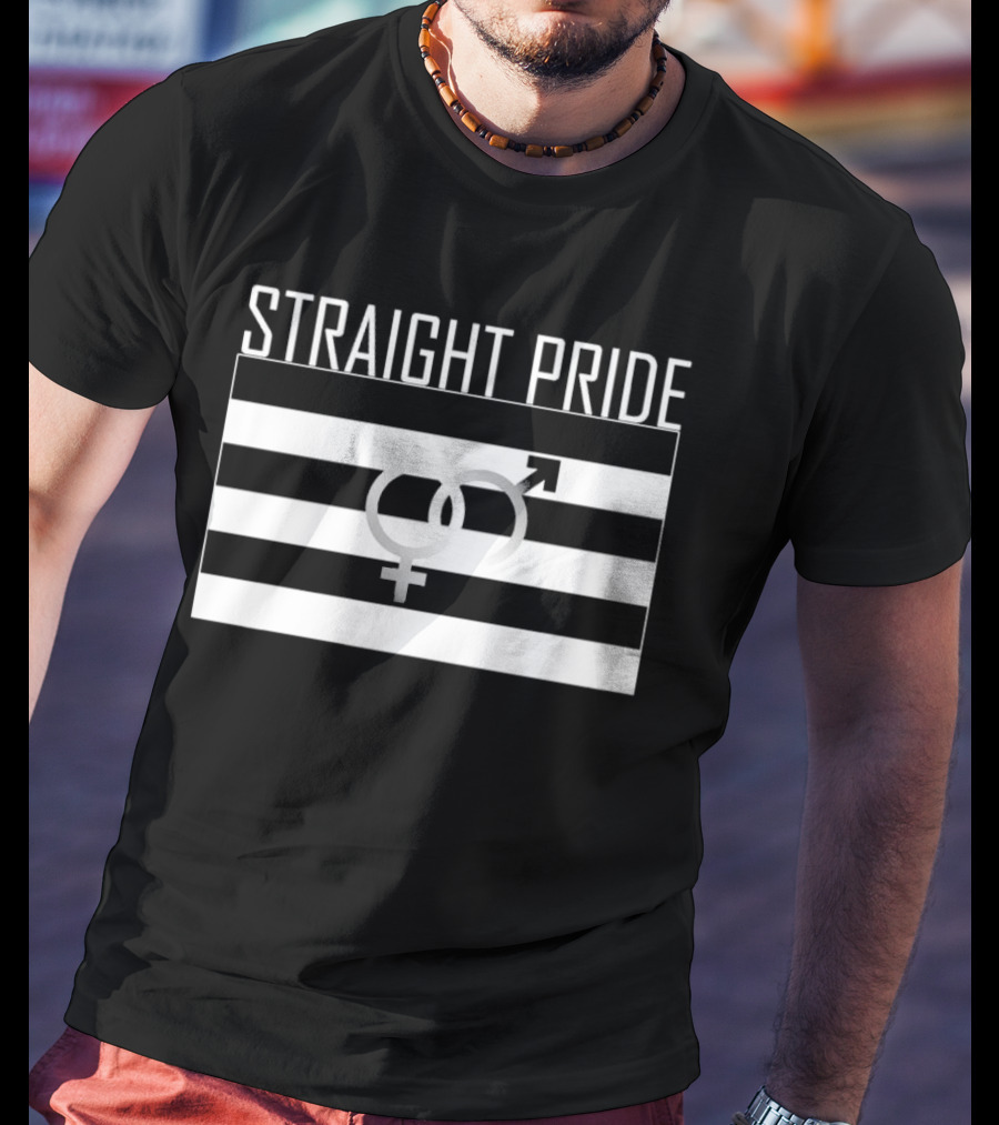 Straight Pride Black Flag With Gender Symbols T-Shirt