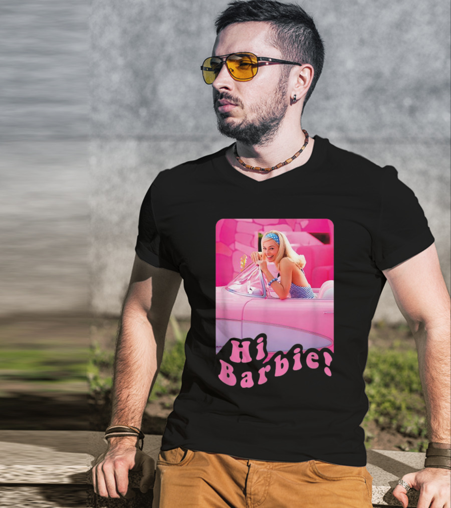 Barbie The Movie Hi Barbie Pink Car Scene T-Shirt