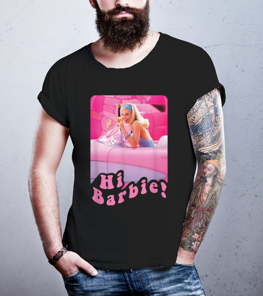 Barbie The Movie Hi Barbie Pink Car Scene T-Shirt