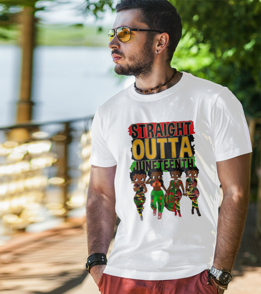 Straight Outta Juneteenth Black Women Celebration Fashion T-Shirt