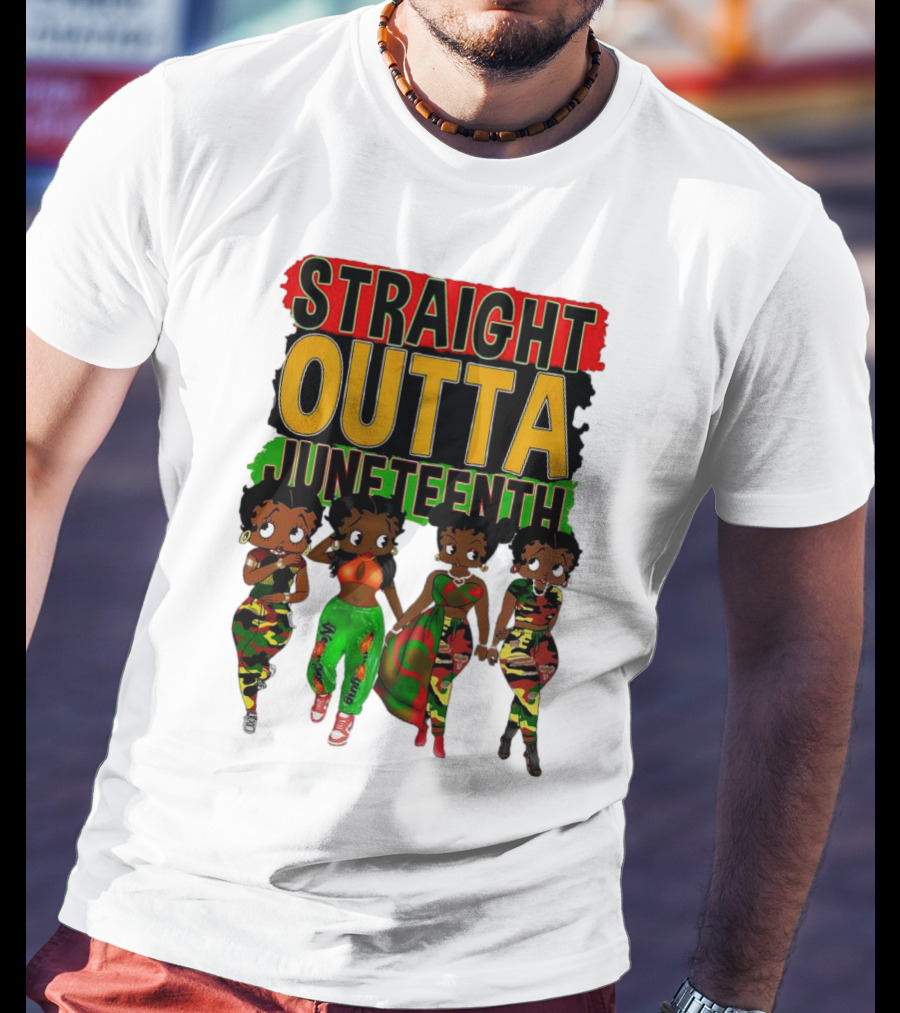 Straight Outta Juneteenth Black Women Celebration Fashion T-Shirt