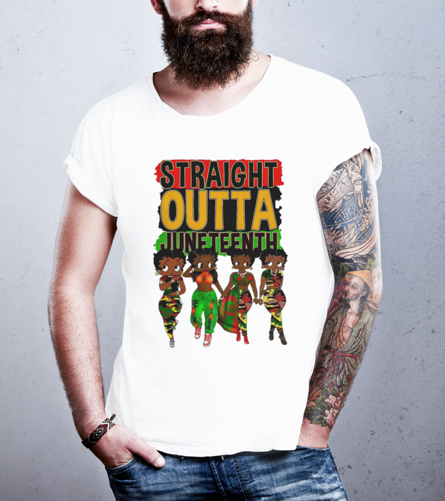 Straight Outta Juneteenth Black Women Celebration Fashion T-Shirt