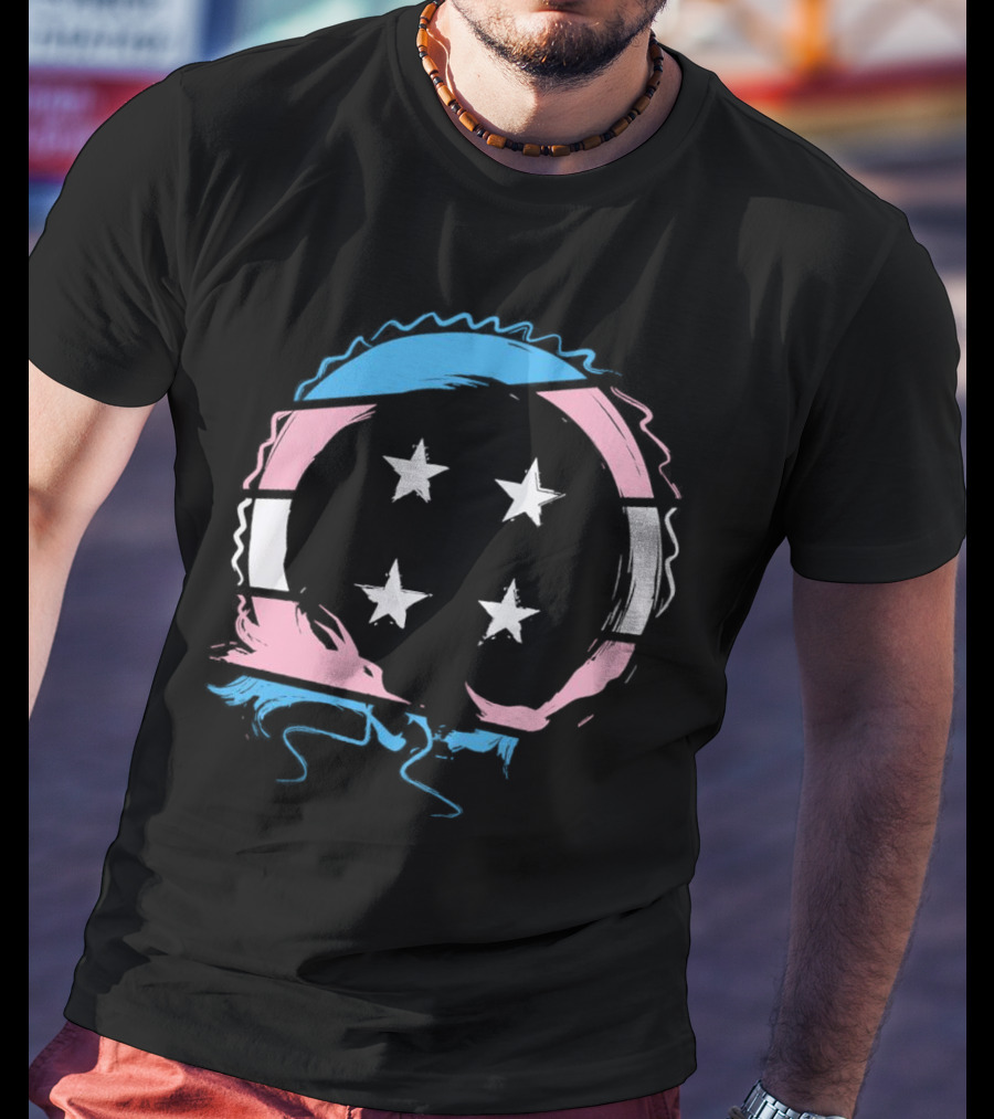 Sharkrobot Team Four Star Trans Pride Circle With Stars T-Shirt