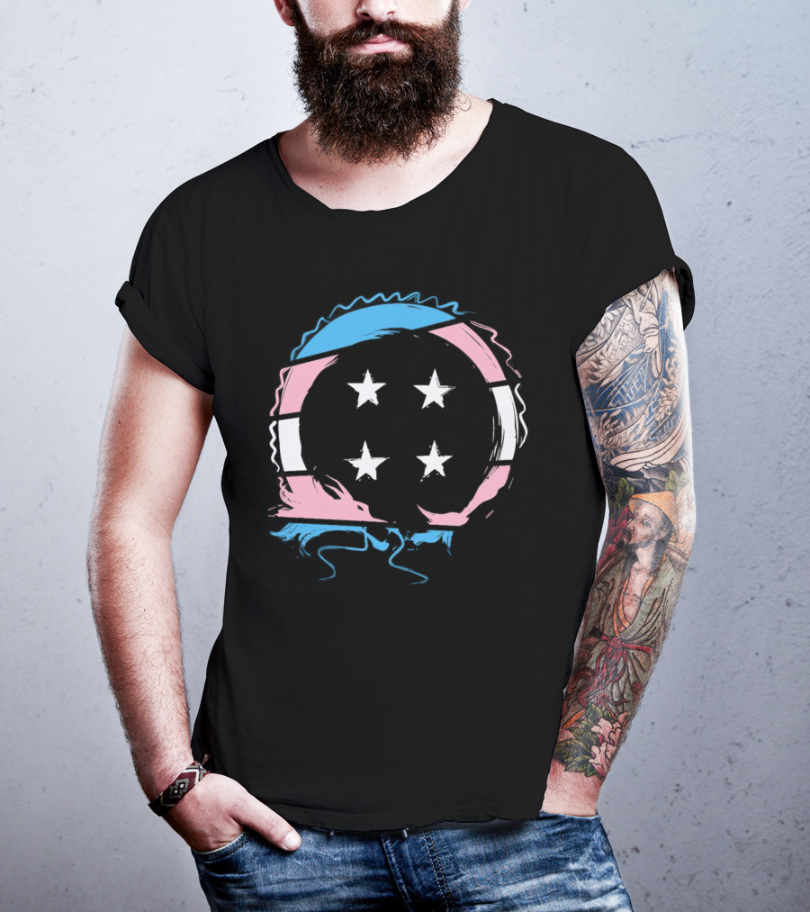 Sharkrobot Team Four Star Trans Pride Circle With Stars T-Shirt