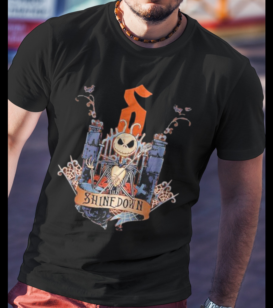 Shine Down Jack Skellington Vintage Halloween Gothic Castle T-Shirt