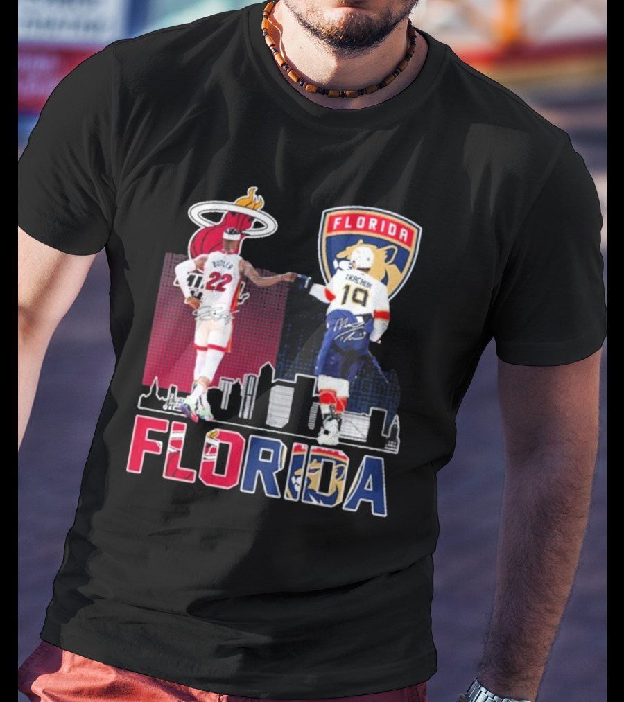 Jimmy Butler Tkachuk Florida Skyline Miami Heat Panthers Signatures T-Shirt